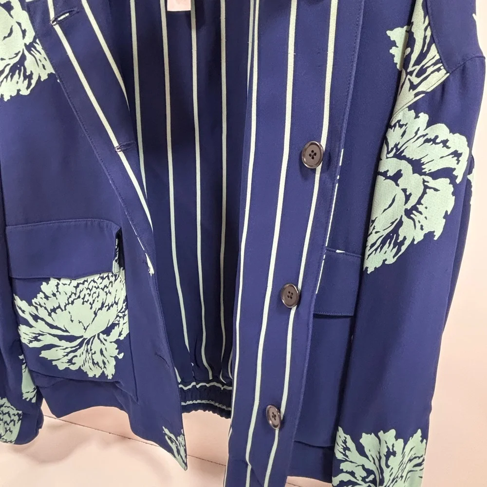 J. Crew Jacket Womens Size 10 Blue Teal Flowers‎ Absolutely Stunning
